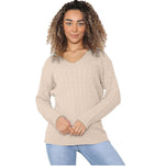 Load image into Gallery viewer, Ladies Long Sleeve V-Neck Knitted Cable Jumper
