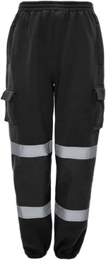Load image into Gallery viewer, LUXE DIVA Hi Viz VIS Jogging Bottoms High Visibility Combat Cargo Thick Brush Fleece Trousers Reflective Tape Safety Work Wear Elasticated Waist Joggers Sweat Jog Tracksuit Pants Size S-5XL
