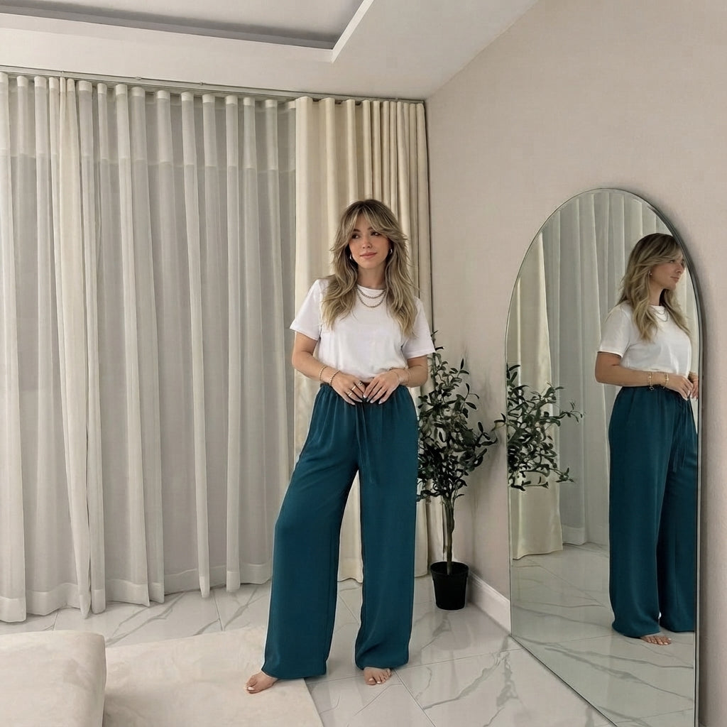 LUXEDIVA Womens Ladies Wide Leg Drawstring Palazzo Bottom Trouser Pant