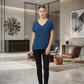 LUXE DIVA Women's Plus Size V-Neck Baggy Top with Turn-Up Short Sleeves