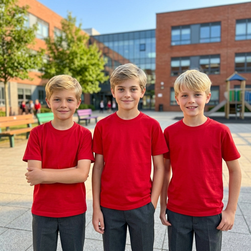LUXE DIVA Kids Plain T-Shirts Boys & Girls School PE Tops Ages 2–15 Years Pack of 1, 2 or 3