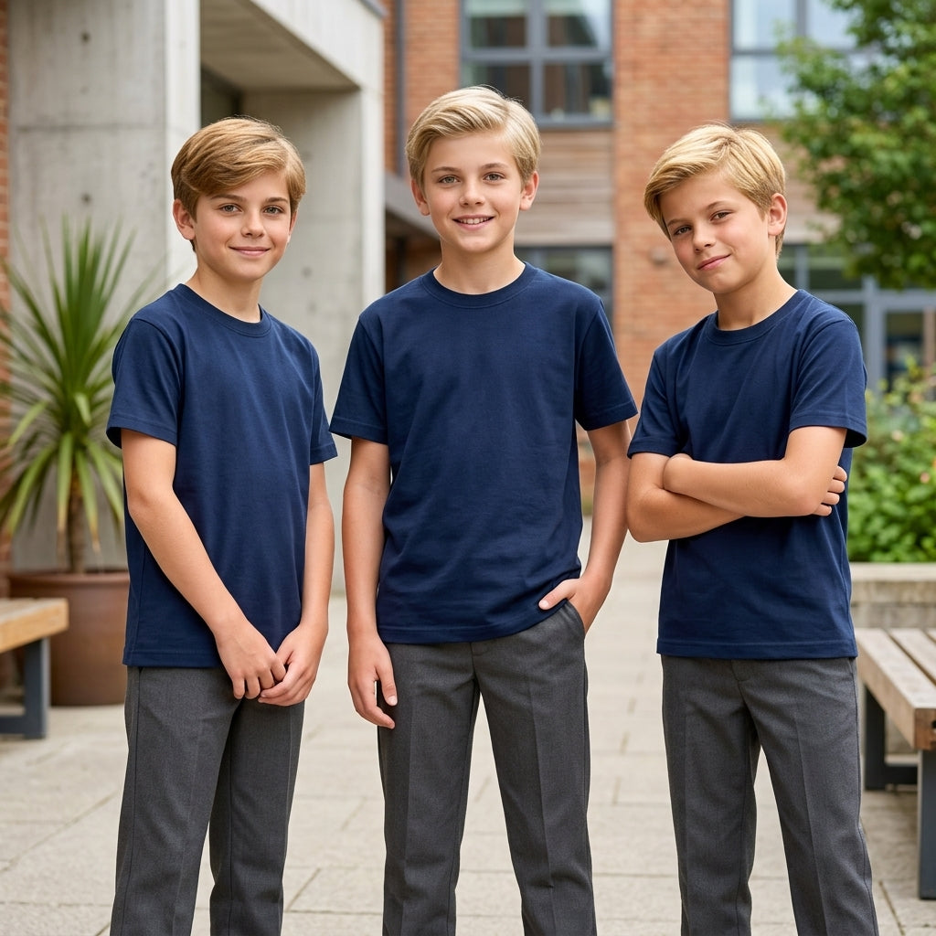 LUXE DIVA Kids Plain T-Shirts Boys & Girls School PE Tops Ages 2–15 Years Pack of 1, 2 or 3