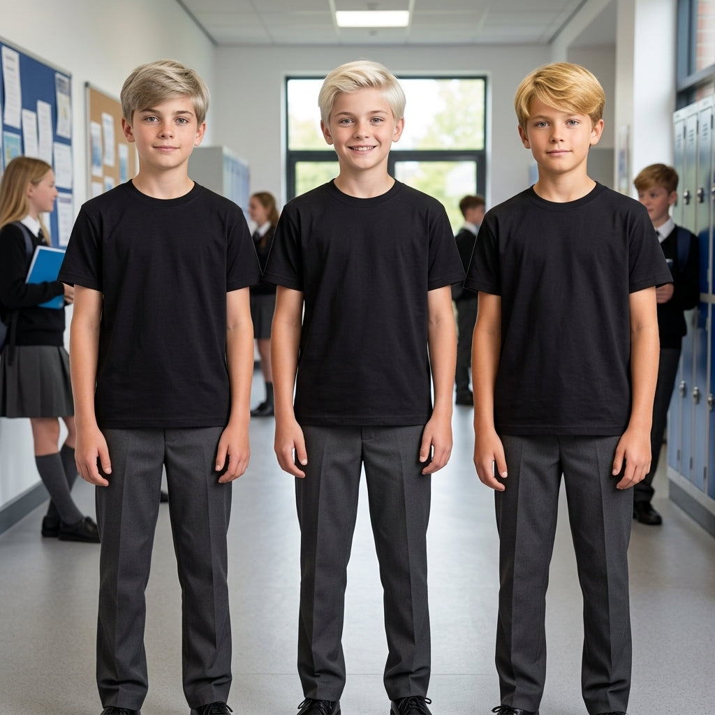 LUXE DIVA Kids Plain T-Shirts Boys & Girls School PE Tops Ages 2–15 Years Pack of 1, 2 or 3