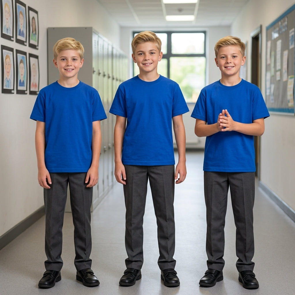 LUXE DIVA Kids Plain T-Shirts Boys & Girls School PE Tops Ages 2–15 Years Pack of 1, 2 or 3