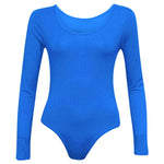 Load image into Gallery viewer, Ladies New Plain Round Neck Long Sleeve Slim Fit Basic Stretchy Leotard Bodysuit Top
