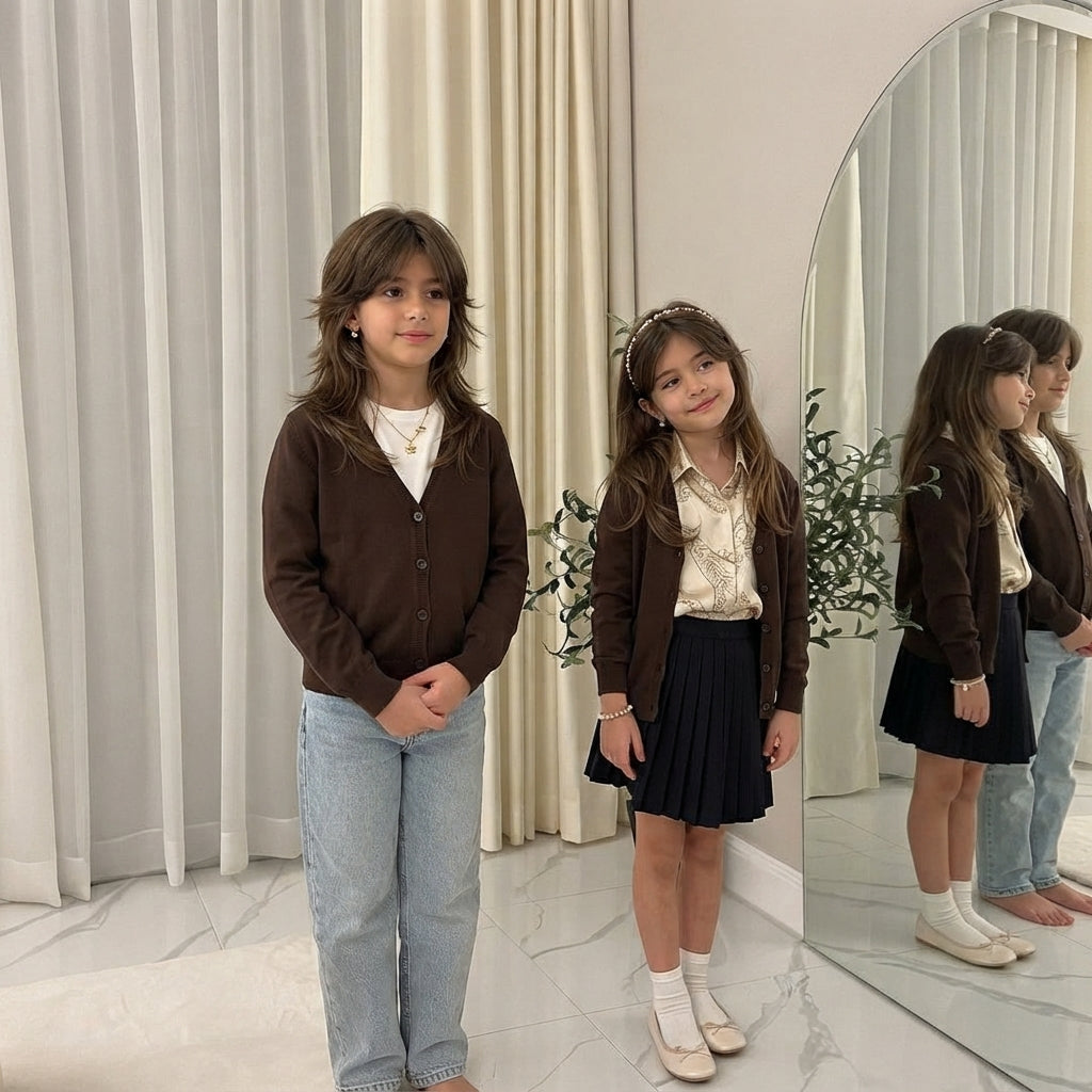 LUXE DIVA Girls Pack of 2 Knitted Cardigans School Uniform Long Sleeve Sweater Ages 3-14 Years