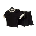 Load image into Gallery viewer, Women Contrast Ribbed Short Sleeve Top Shorts Set Ladies Two Piece Summer Co-ord
