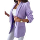 LUXEDIVA Womens Ruched Sleeve Blazer Collared Casual Formal Lined Jacket Ladies Top