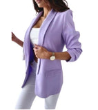 LUXEDIVA Womens Ruched Sleeve Blazer Collared Casual Formal Lined Jacket Ladies Top