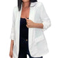 LUXEDIVA Womens Ruched Sleeve Fully Lined Blazer Collared Casual Ladies Formal Jacket Top