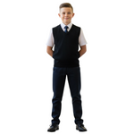 Load image into Gallery viewer, LUXE DIVA Kids Black V-Neck Knitted School Tank Top – Sleeveless Uniform Sweater Vest for Boys Ages 3–13 – Classic Fit, Soft &amp; Durable Fabric
