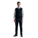 Load image into Gallery viewer, LUXE DIVA Kids Black V-Neck Knitted School Tank Top – Sleeveless Uniform Sweater Vest for Boys Ages 3–13 – Classic Fit, Soft &amp; Durable Fabric
