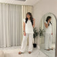 LUXE DIVA Women's Super Soft Popcorn Frill Sleeve Top & Trousers 2 Piece Lounge Set