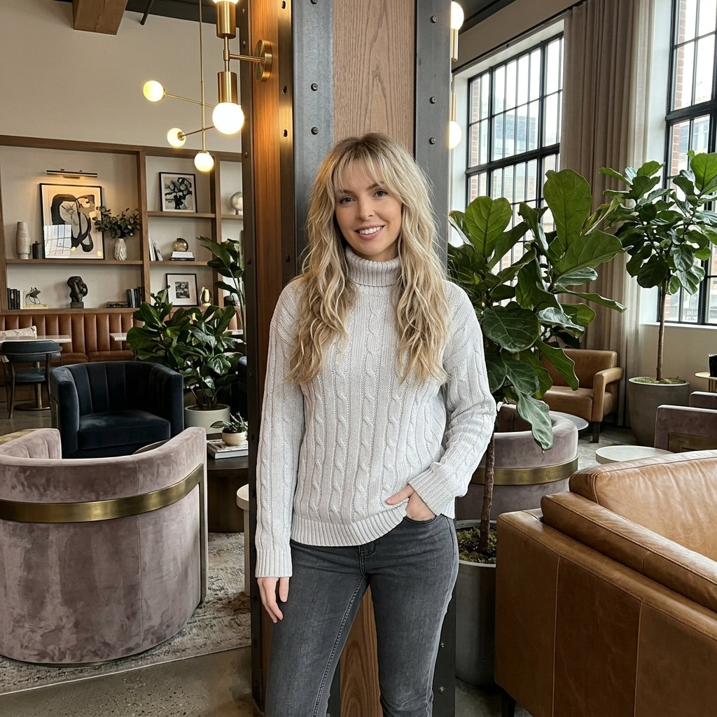 LUXE DIVA Women's Polo Neck Jumper – Warm Long Sleeve Pullover Sweater