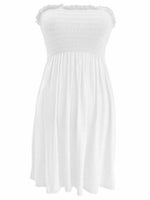 Load image into Gallery viewer, New Womens Ladies Sheering Top Strapless Bandeau Dress Top Jersey Ladies Plus Size Boobtube Top Dress UK 8-14
