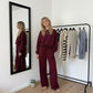 LUXE DIVA Ladies Bubble Top Sweatshirt & Wide Leg Flared Trousers 2 Piece Co-Ord Set