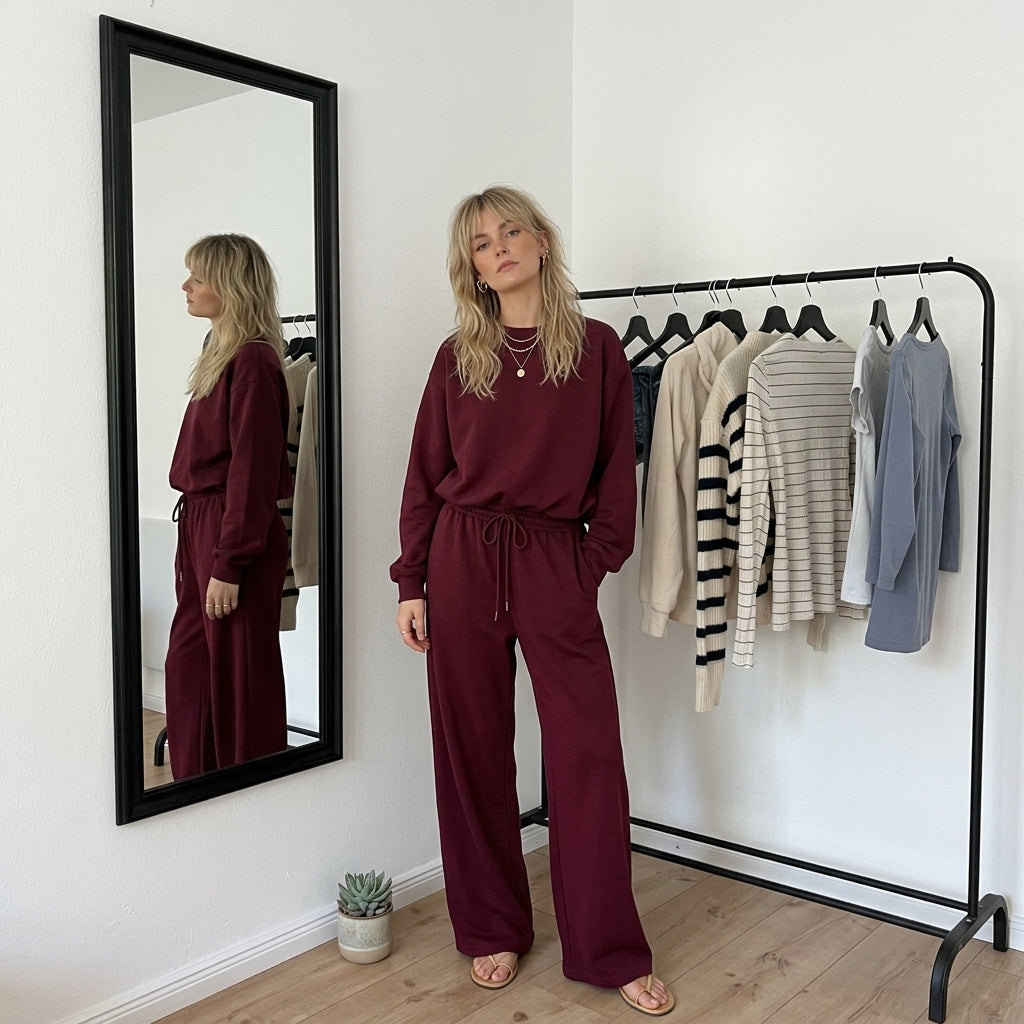 LUXE DIVA Ladies Bubble Top Sweatshirt & Wide Leg Flared Trousers 2 Piece Co-Ord Set
