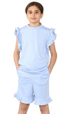 Load image into Gallery viewer, CHILDRENS GIRLS FRILL SHORT SET 2 PIECE LOUNGWEAR

