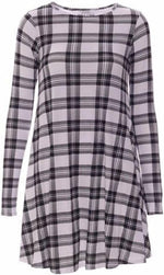 Load image into Gallery viewer, Womens Plain Long Sleeve Stretch A Line Skater Flared Swing Dress Top

