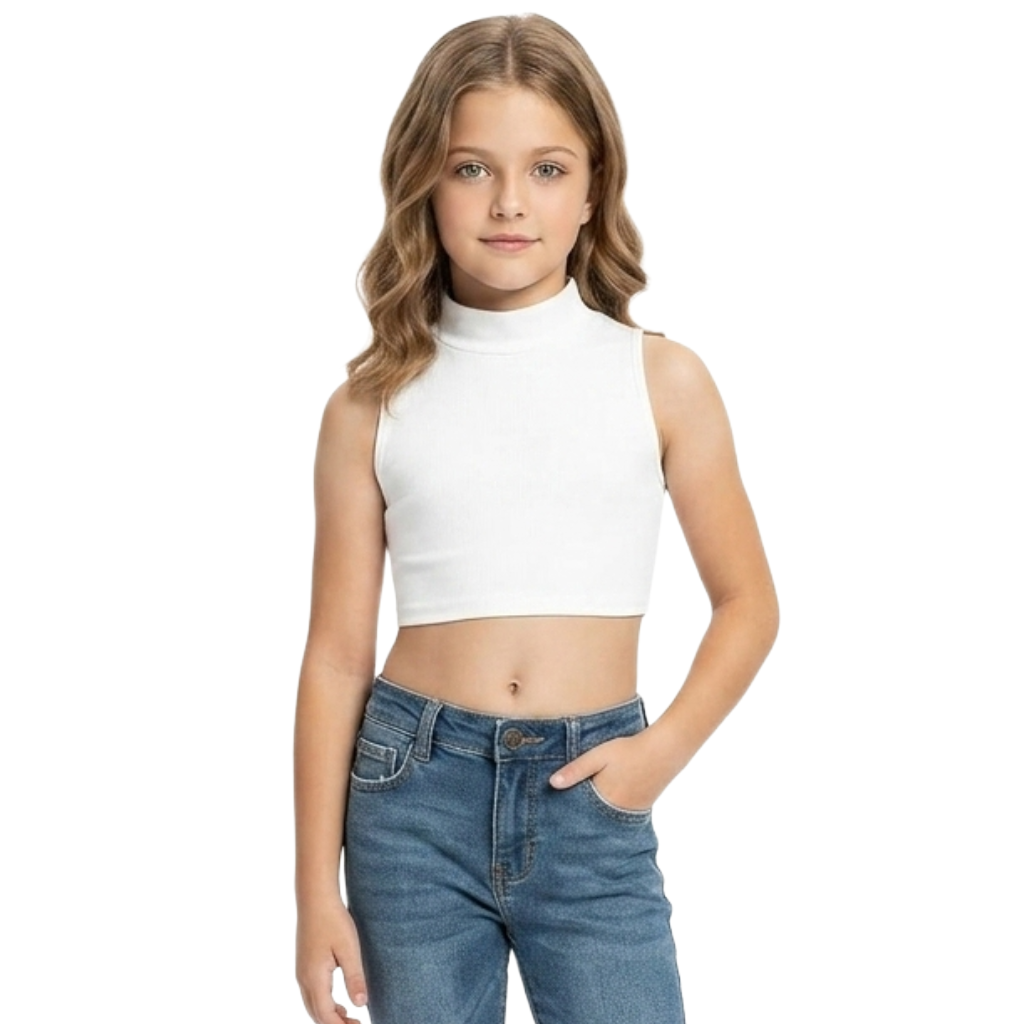 LUXE DIVA Girls Mock Neck Crop Top for Dance & Sports