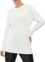 Load image into Gallery viewer, Ladies Long Sleeve Round Neck Knitted Cable Women’s Jumper Knitted Sweater Pull Over Jumper Top Knit Warm Winter Chunky Everyday Casual Pullover Plain Tops Sizes 8-26
