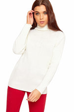 Load image into Gallery viewer, Plus Size Ladies High Polo Roll Neck Long Sleeve Ribbed Knitted Jumper Sweater
