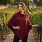 LUXE DIVA Women's 3-Button Cable Knit Poncho Wrap Shawl One Size Fits S-XL