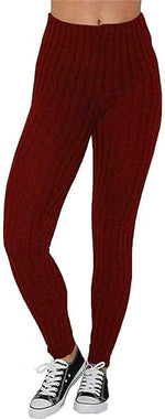 Load image into Gallery viewer, Ladies Chunky Cable Knitted Full Length Thick Leggings Women&#39;s Stretchy Pants Ladies Plain Warm Thick Chunky Cable Ladies Ribbed Knitted Leggings
