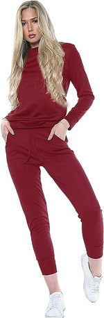 Load image into Gallery viewer, Womens Long Sleeve Loungewear Ladies Two Piece Co ord Set Tracksuit Ladies Crew Neck Sweatshirt and Drawstring Baggy Jogger Pant
