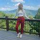 Women's Harem Ali Baba Trousers Plain Full Length Side Slit Ankle Cuff