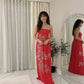 LUXE DIVA Womens Sleeveless Chunky Flower Printed Sheering Maxi Party Dress Sizes S-2XL