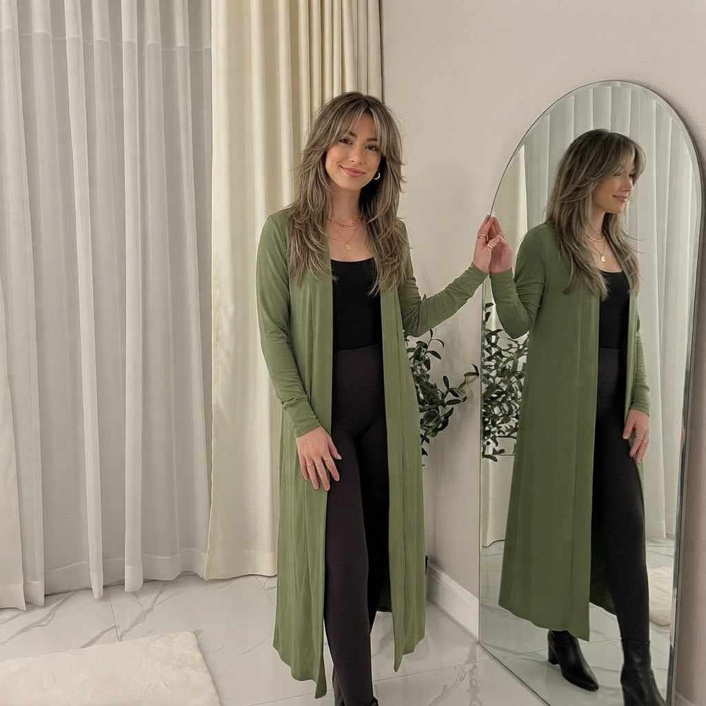 LUXE DIVA Women's Plus Size Longline Maxi Cardigan Open Front Coatigan 8-26