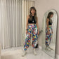 LUXE DIVA Women’s Harem Pants Trousers | Printed Full Length Ali Baba Baggy Trousers with Side Slits & Ankle Cuffs | Casual Stretch Yoga Sweatpants | Sizes 8-26