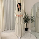 LUXE DIVA Women’s Gold Trim Abaya With Scarf Maxi Dress