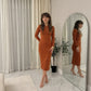 LUXE DIVA Ladies Womens Long Sleeve Stretch Jersey Bodycon Printed MIDI Dress Plus Size
