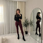 LUXE DIVA Women's Knitted Tartan Winter Leggings Soft Warm Christmas Trousers