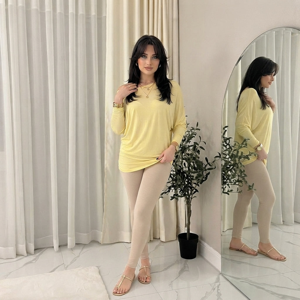 LUXE DIVA One Off-Shoulder Tops with Long Sleeves, Off Shoulder Batwing Jumper, Ladies Batwing Top in Black, Red, White Plus 21 Colors More UK