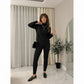LUXE DIVA Women's Chunky Ribbed Polo Neck Top & Leggings Loungewear Set