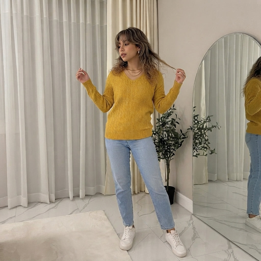 LUXE DIVA LADIES V/N KNITTED LONG SLEEVE JUMPER BACK IN STOCK