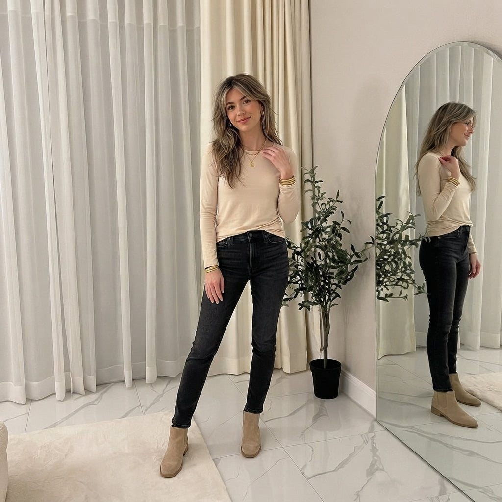 LUXE DIVA Women's Long Sleeve Round Neck T Shirt Top Sizes 8-26