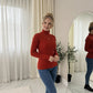LUXE DIVA Ladies Fine Knit Polo Neck Jumper Super Stretch Ribbed Sweater