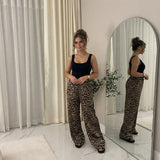 LUXE DIVA Ladies Leopard Animal Print High Waist Bottoms Pants