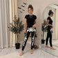 Women's Halloween Skeleton Costume Long Sleeve Jumper Dress Leggings Jumpsuit Bodysuit