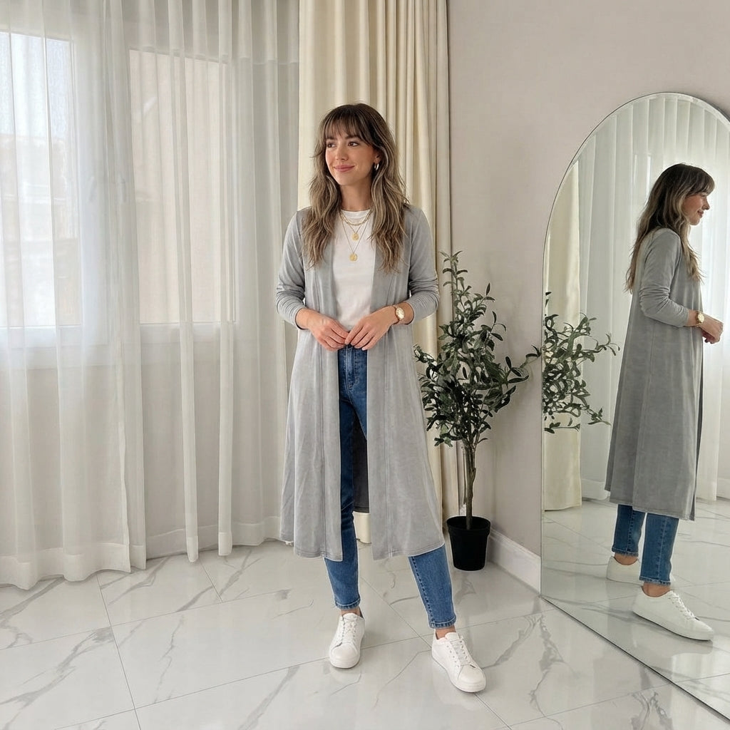 LUXE DIVA Women's Long Sleeve Maxi Boyfriend Cardigan Open Front 8-22