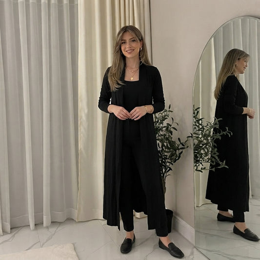 LUXE DIVA Women’s Plus Size Maxi Long Cardigan UK | Floaty Full Sleeve Open Front Coatigan | Lightweight Collared Duster Jacket | Ladies Longline Cover Up Sizes 8-26