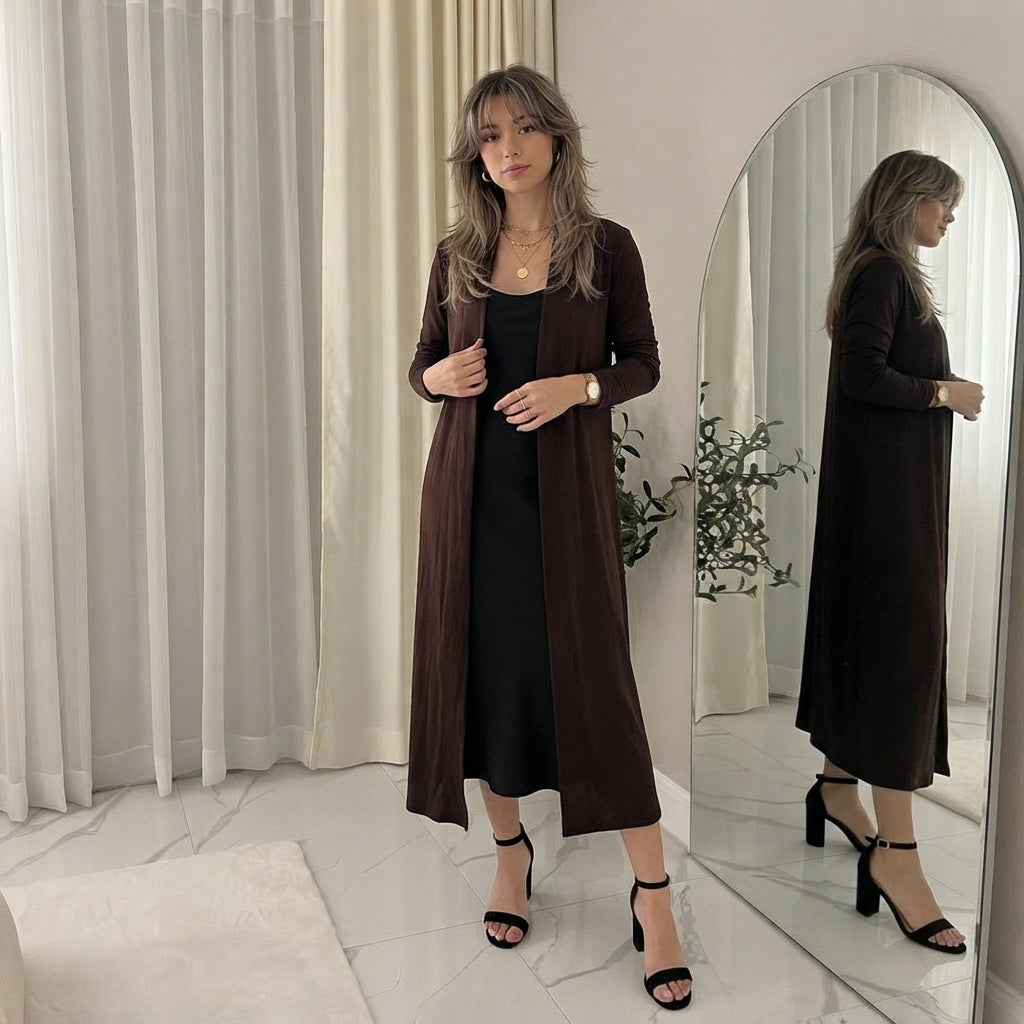 LUXE DIVA Women's Plus Size Longline Maxi Cardigan Open Front Coatigan 8-26