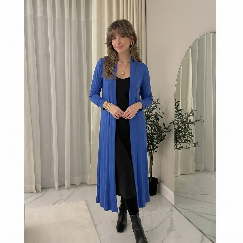 LUXE DIVA Women's Plus Size Longline Maxi Cardigan Open Front Coatigan 8-26