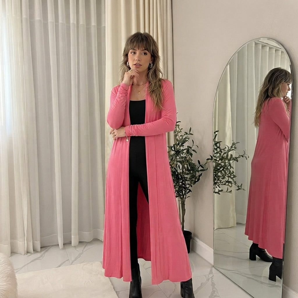 LUXE DIVA Women's Plus Size Longline Maxi Cardigan Open Front Coatigan 8-26