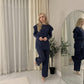 LUXE DIVA Ladies Frill Sleeve Two Piece Lounge Set Wide Leg Trousers