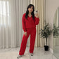 LUXE DIVA Womens Drop Shoulder Front Zip Plush Jacket Long Line Wide Leg Bottom Co-ord Set One Size Fits 8-14